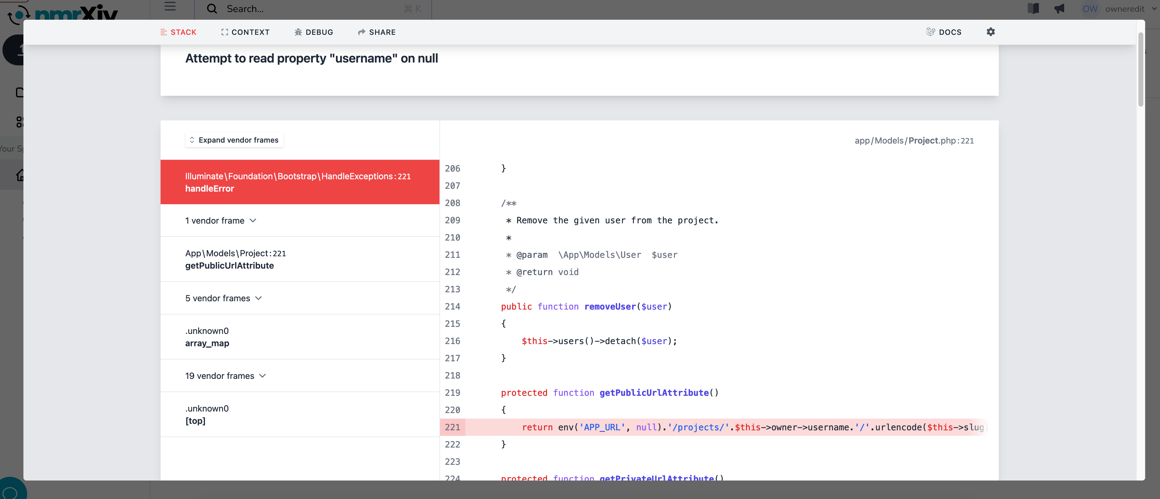 Attempt to read property "username" on null · Issue 373 · NFDI4Chem