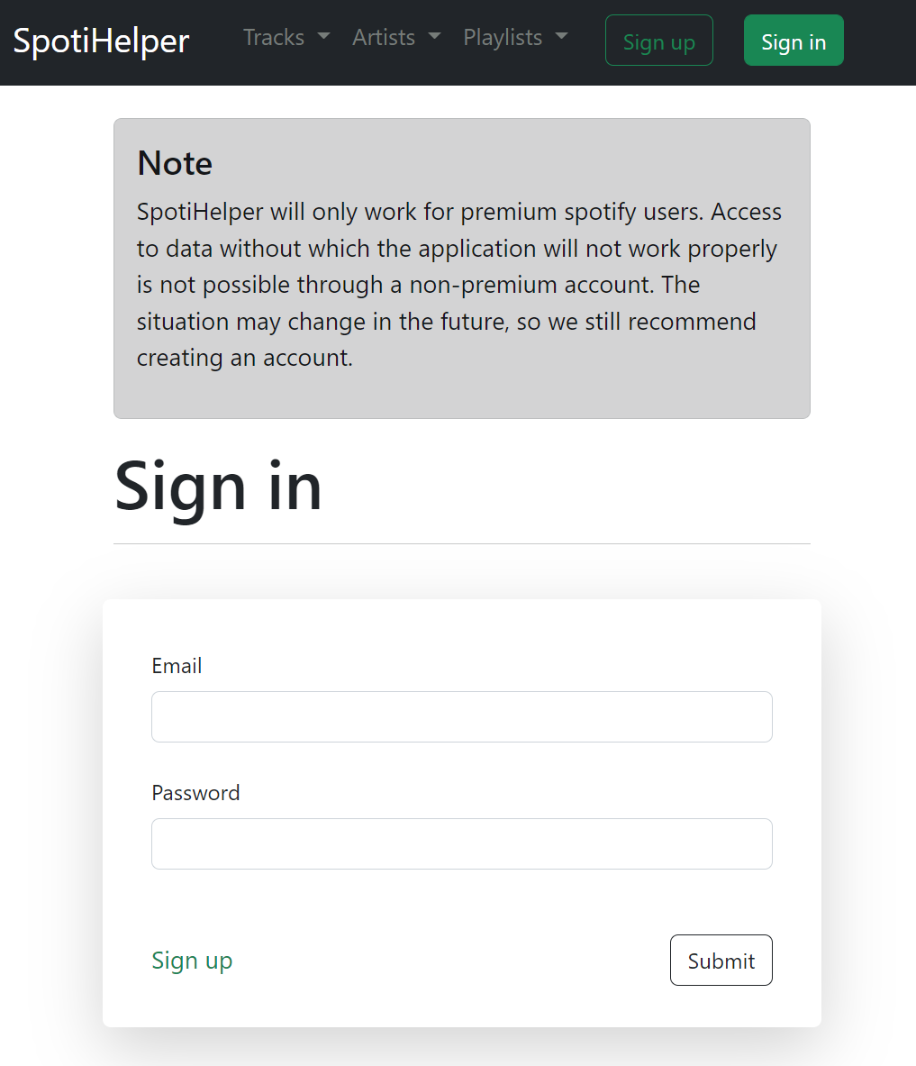 GitHub - WiktorBK/SpotiHelper: Web app created with Spotify's API ...