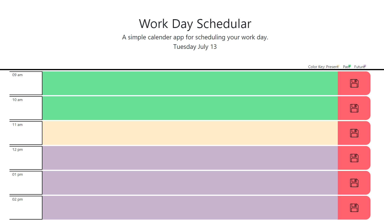 GitHub - arlenwh-code/Work-Day-Scheduler: simple calendar application