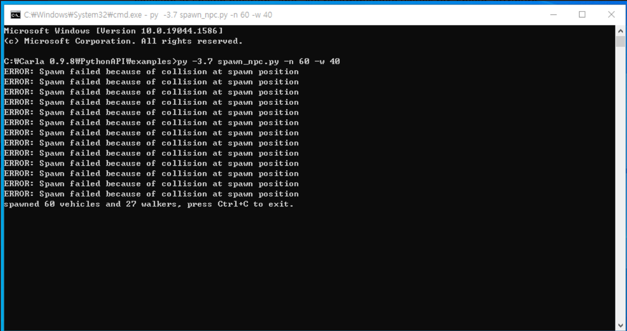 Error Spawning traffic vehicles, pedestrians and manual_control.py