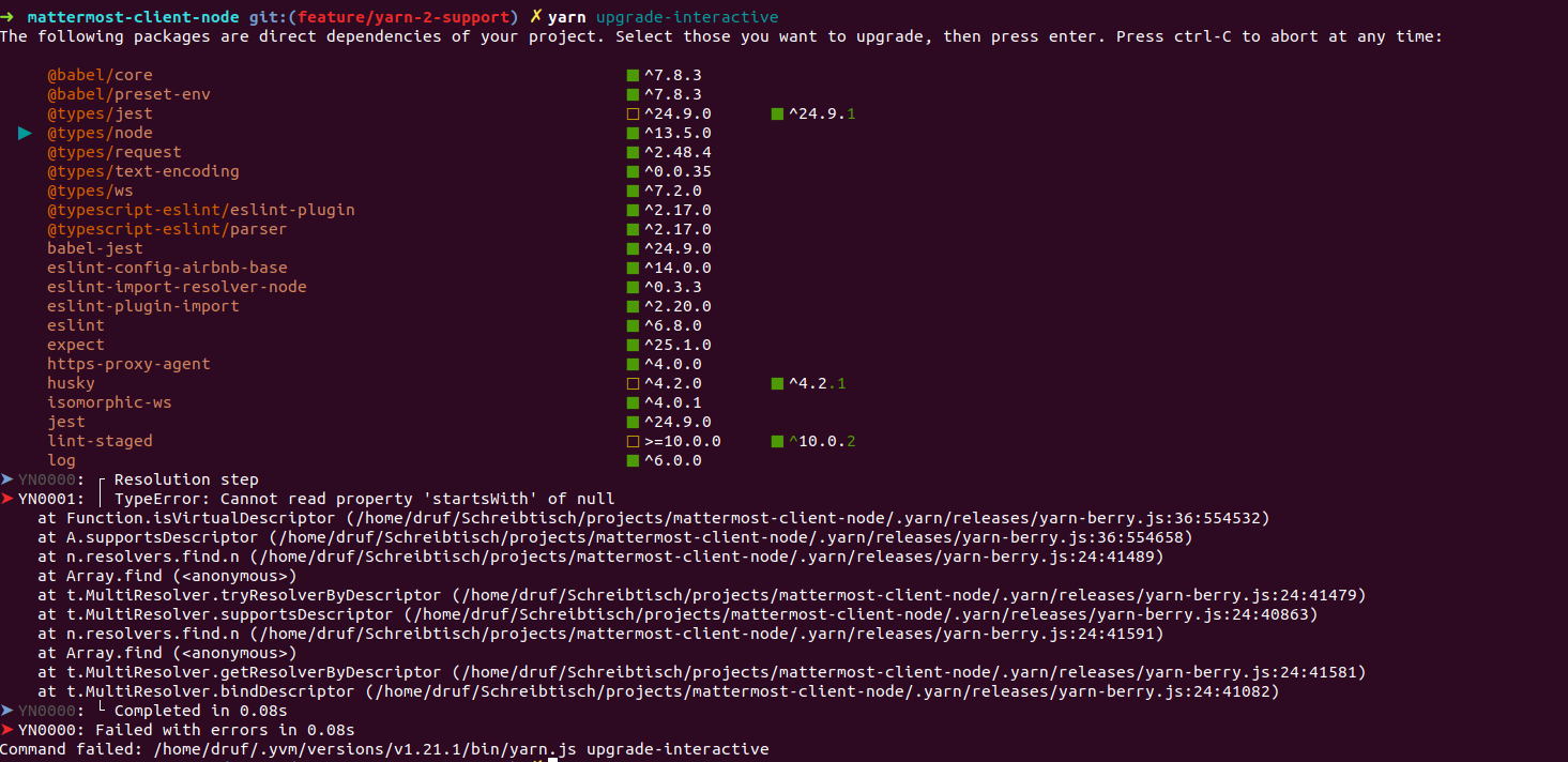 [Bug] startsWith of undefined (upgradeinteractive, fish shell) · Issue