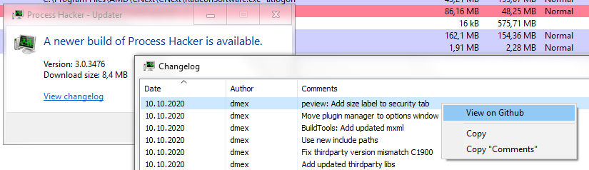 Request: Double click to open commit in github in changelog of updater ...
