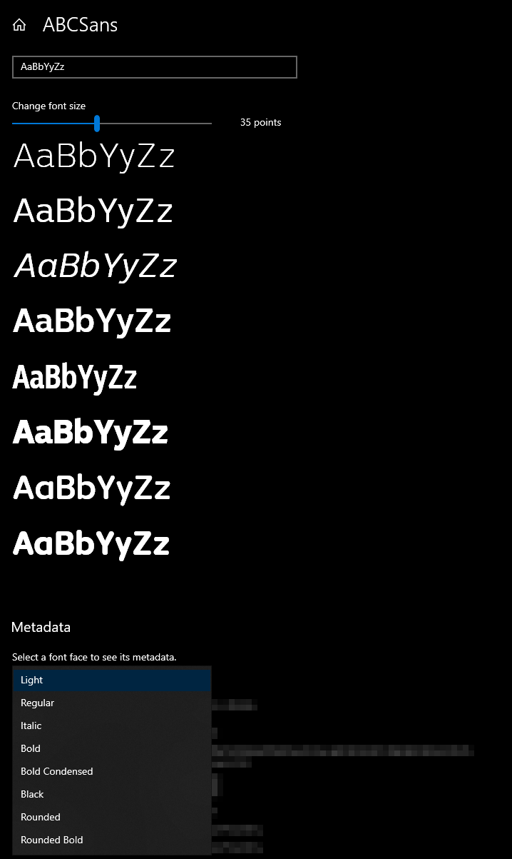 List of Font Styles for ABCSans