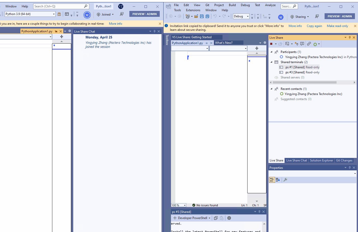 Live Share: The 'TerminalWindowPackage' package did not load correctly ...