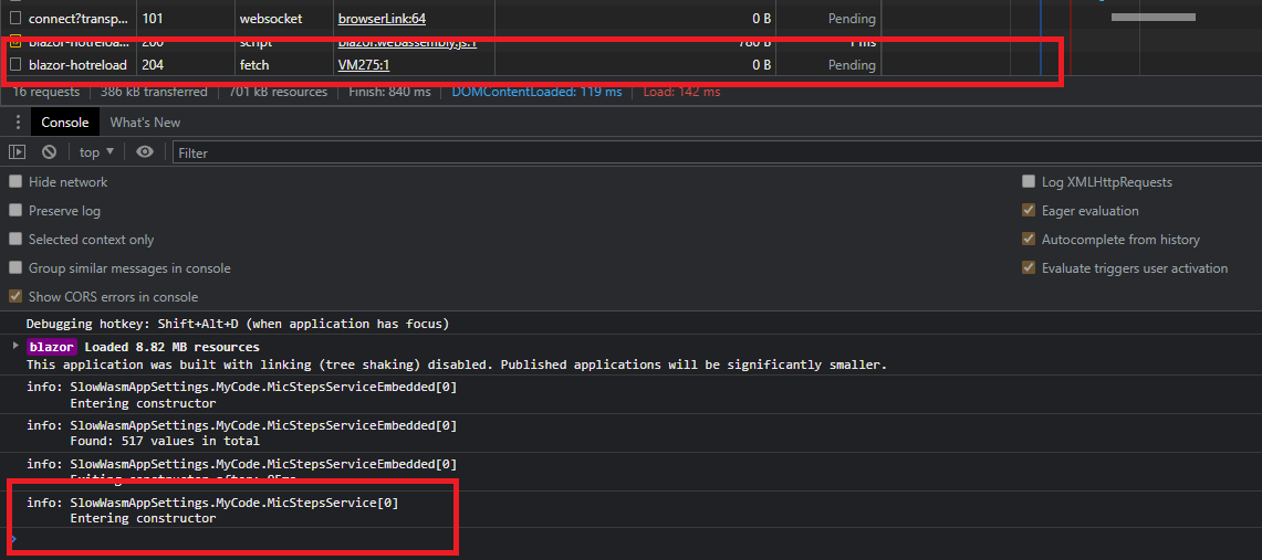 Loading `appsettings.json` with 600 lines of 