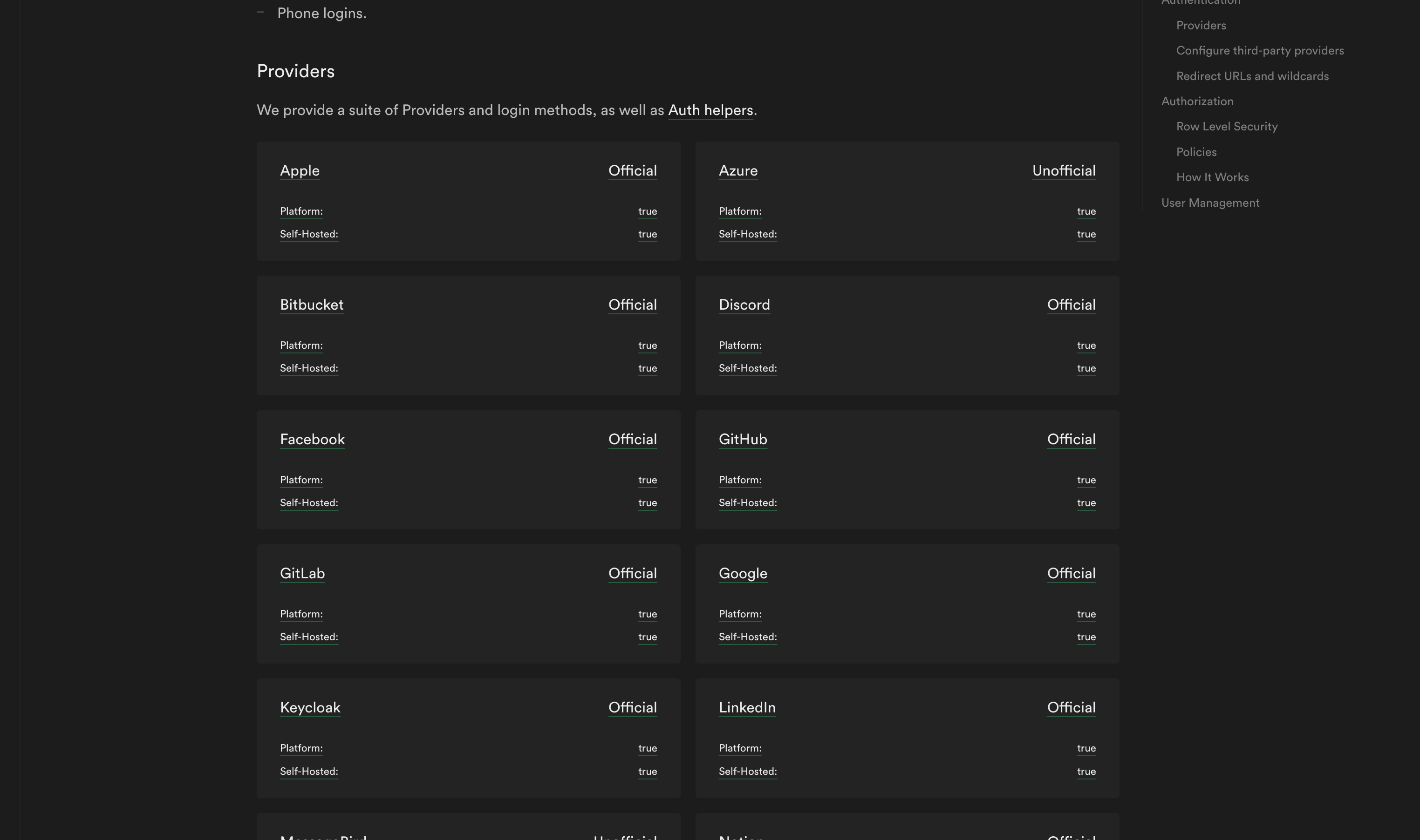 Update Auth docs page with updated providers links · Issue #12294 ...