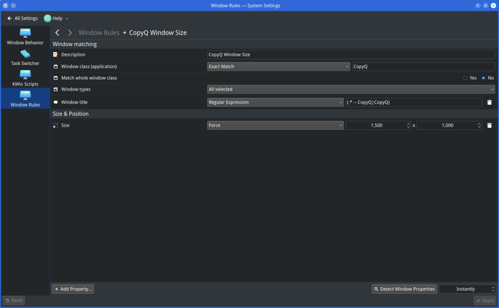 CopyQ window size is forced to minimize. (Linux, version 6.3 or later ...