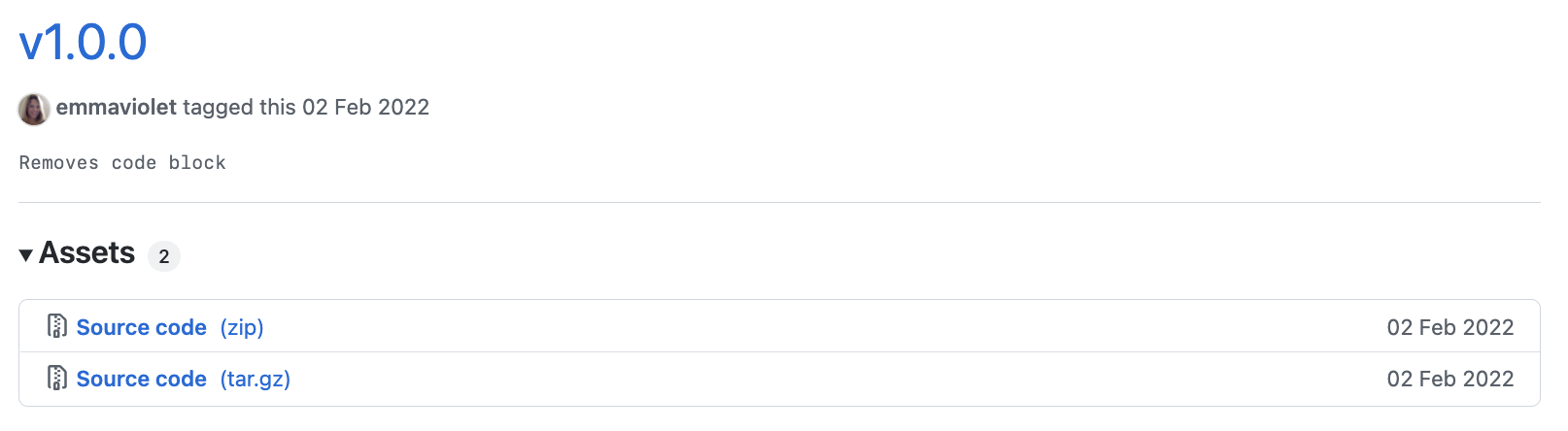 Release assets with creation dates