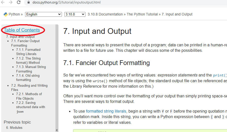 Table of Content link in tutorial is bad · Issue 97679 · python