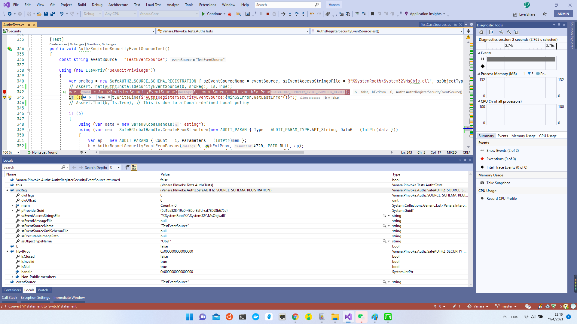 AuthzReportSecurityEvent method call error Index not found. (0x80131124 ...