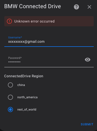BMW ConnectedDrive - MyBMW API error: HTTPStatusError: invalid_request ...