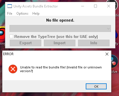 unity asset bundle extractor error