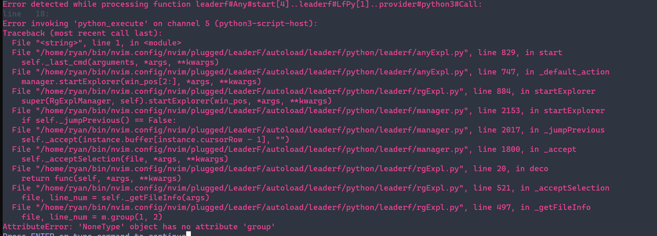preview fail when using --heading in Leader rg · Issue #804 · Yggdroot ...