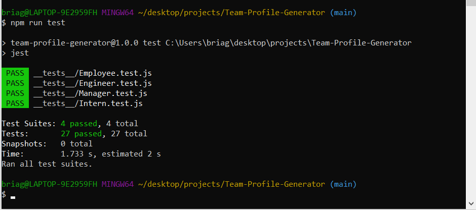 GitHub - BriagasD98/Team-Profile-Generator