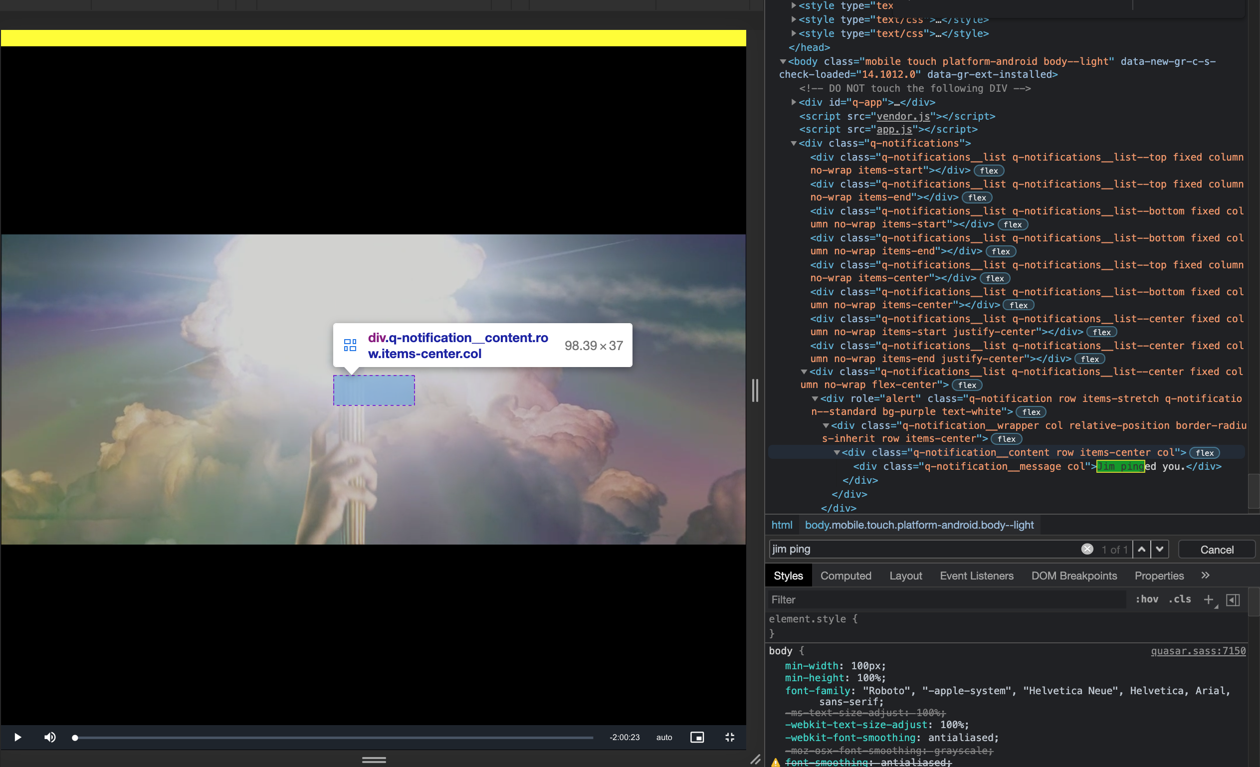 Notification over fullscreen element · quasarframework quasar