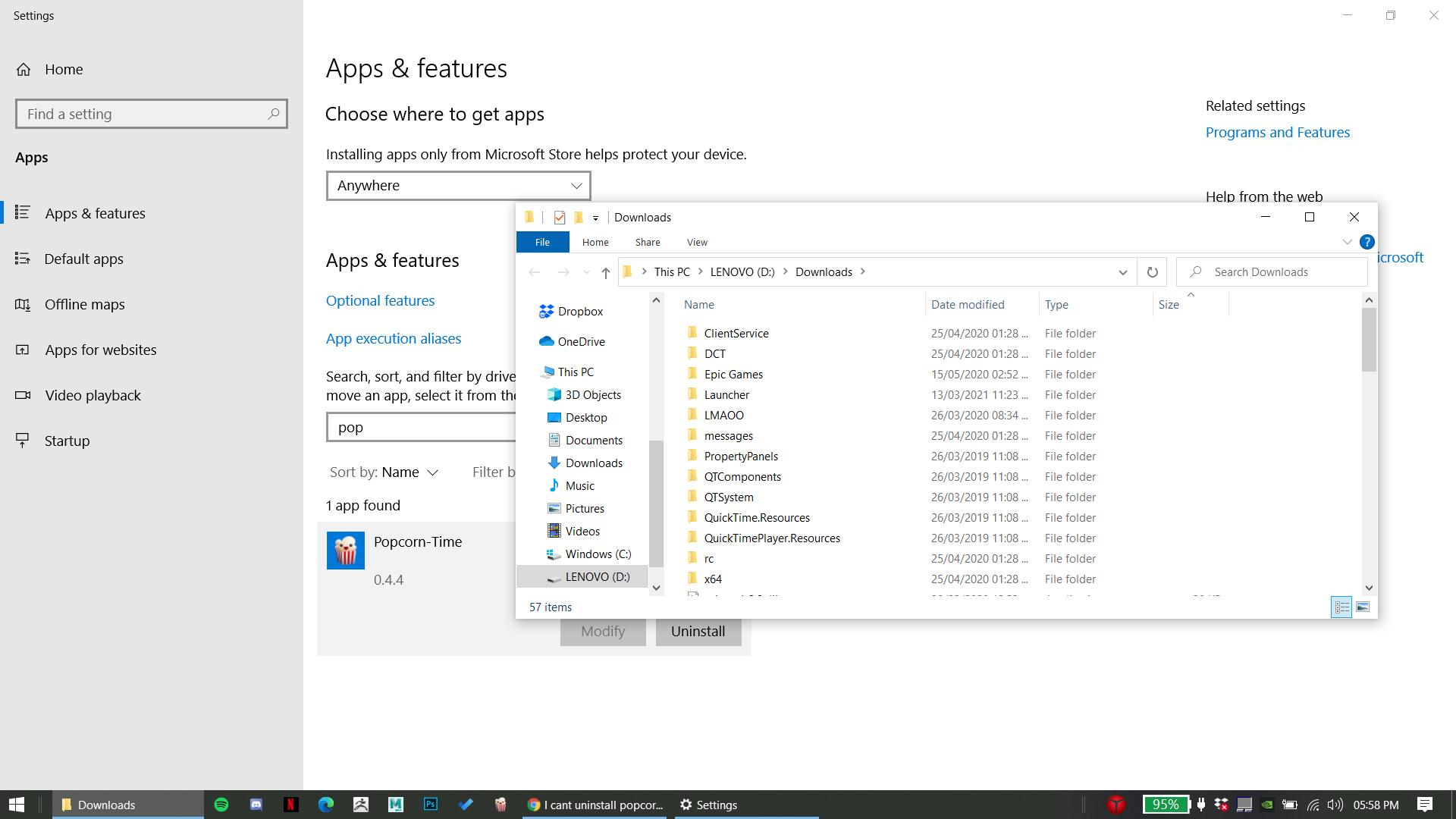 I cant uninstall popcorn time · Issue 2125 · popcornofficial/popcorn