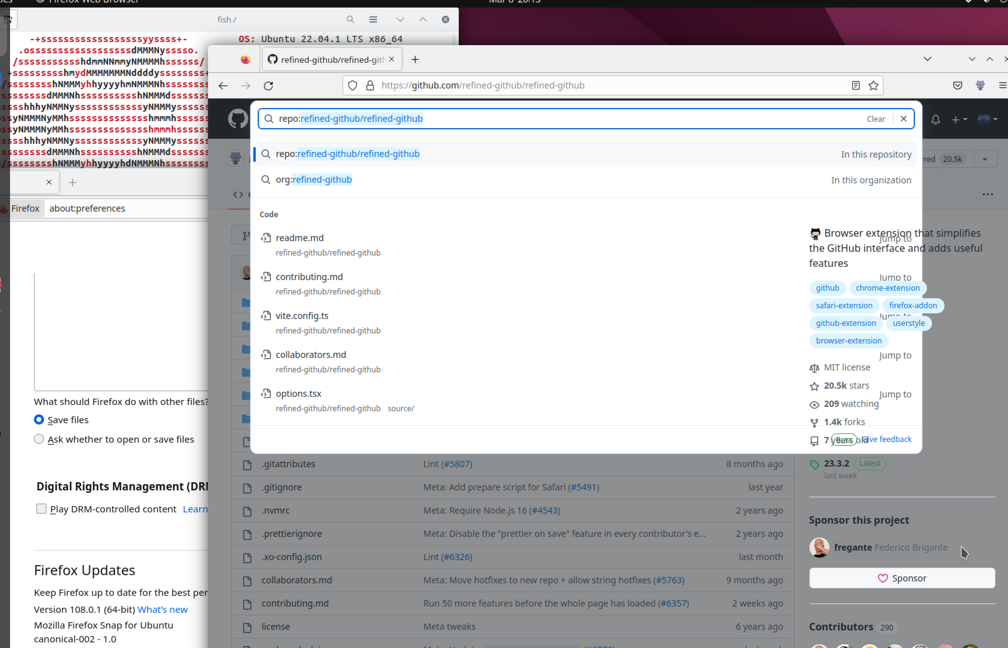 `stickysidebar` still makes the sidebar appear on top of the search