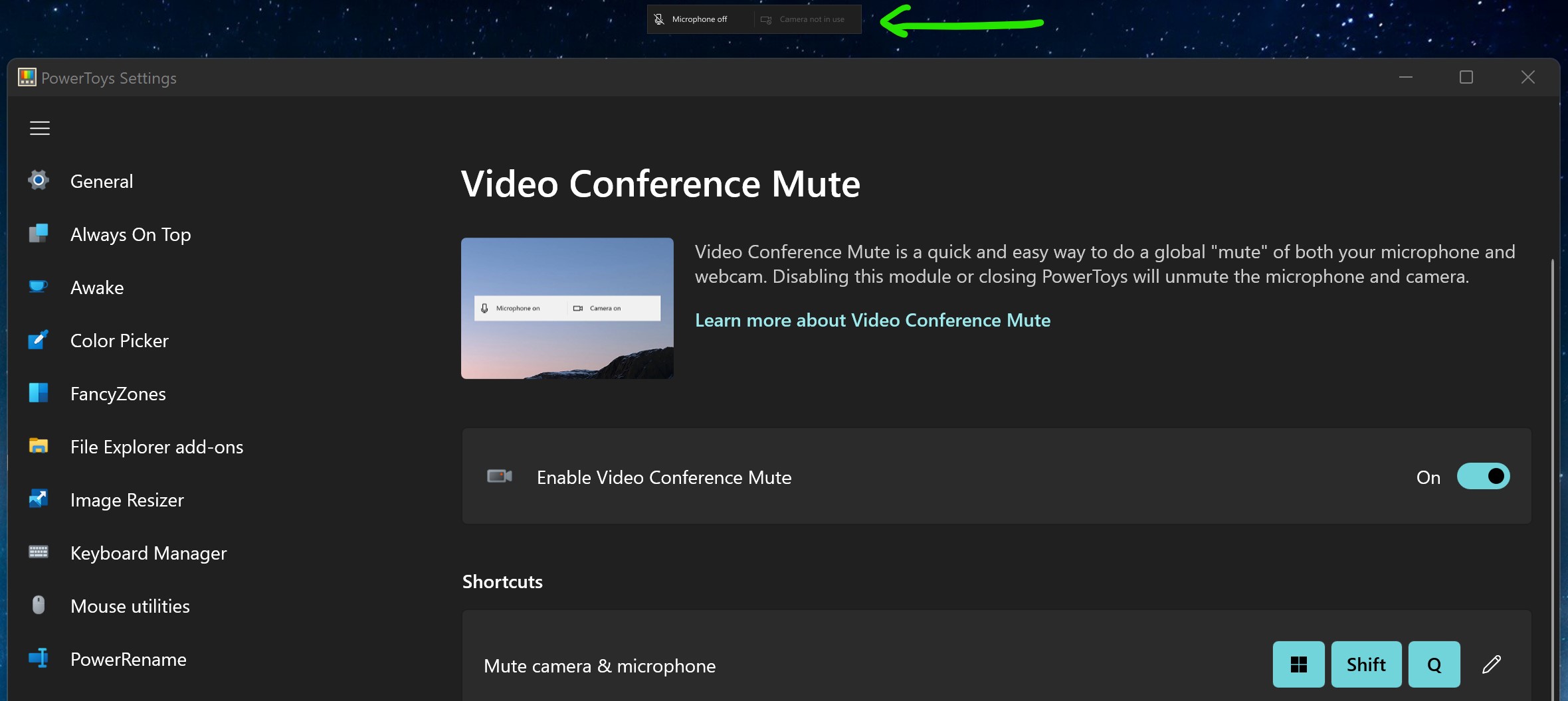Video Conference Mute pop up window too small on higher resolution
