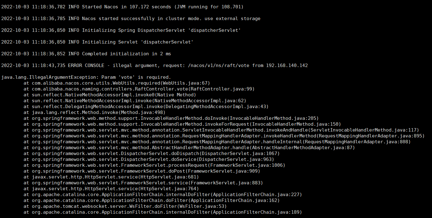 An exception java.lang.IllegalArgumentException Param 'vote' is