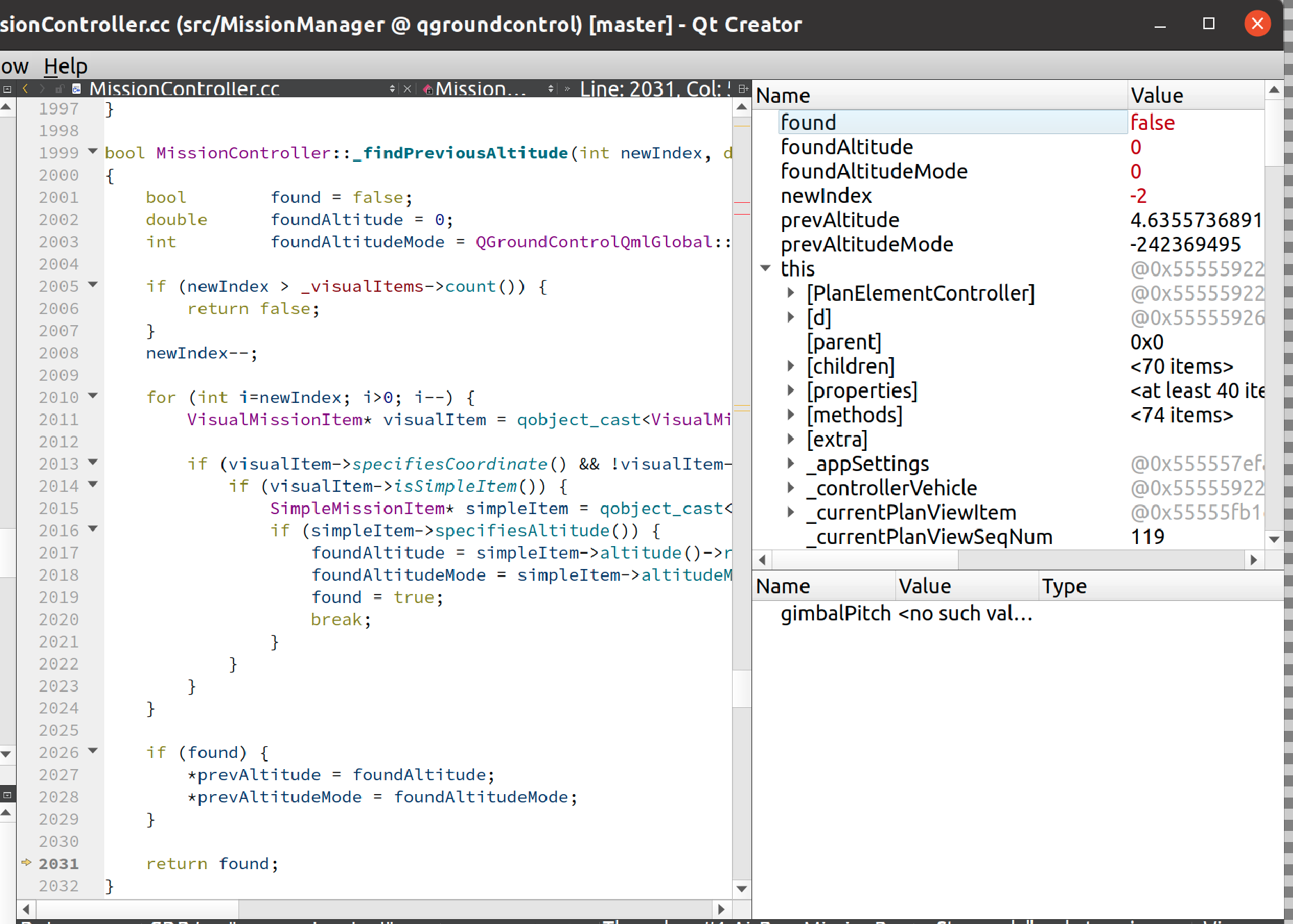 MissionController::_findPreviousAltitude unaware of index -1 · Issue ...