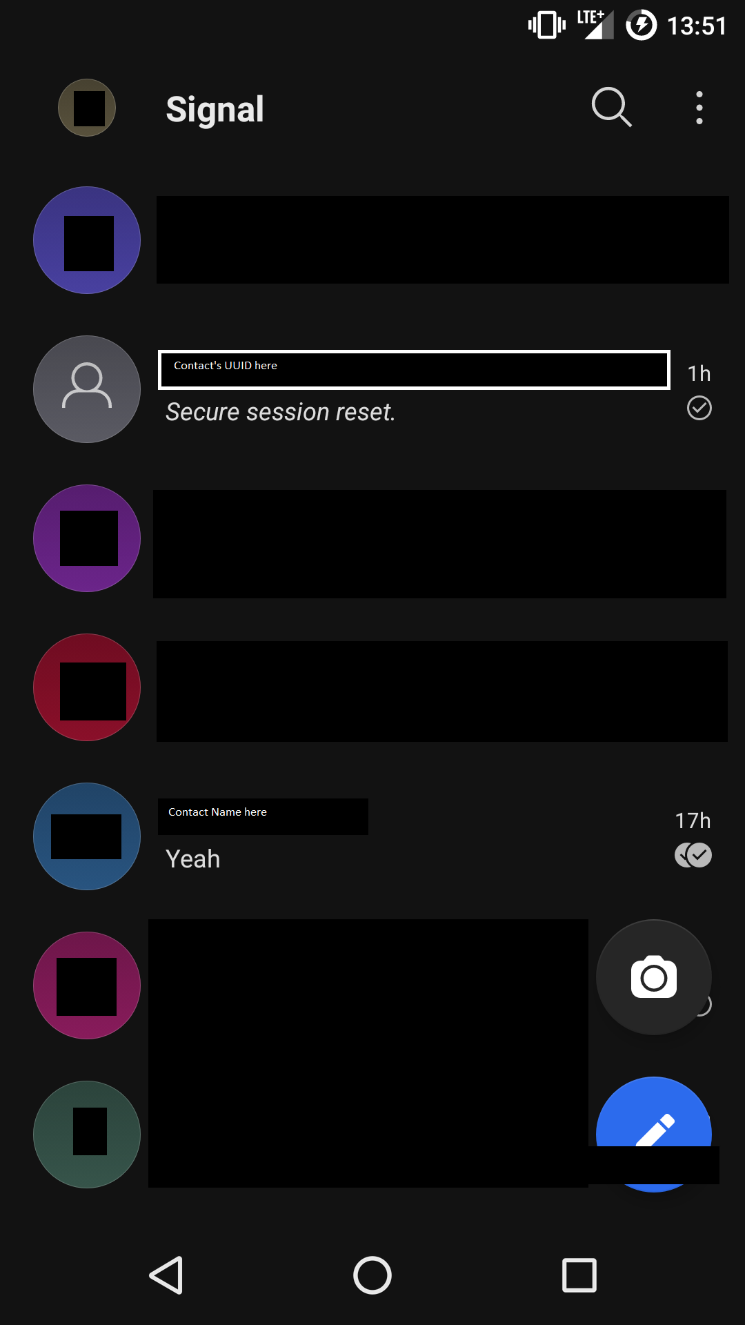 Contact name is displayed separate to contact UUID after secure session