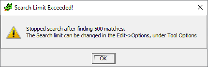 Search limit option is not located where the docs say it should be ...