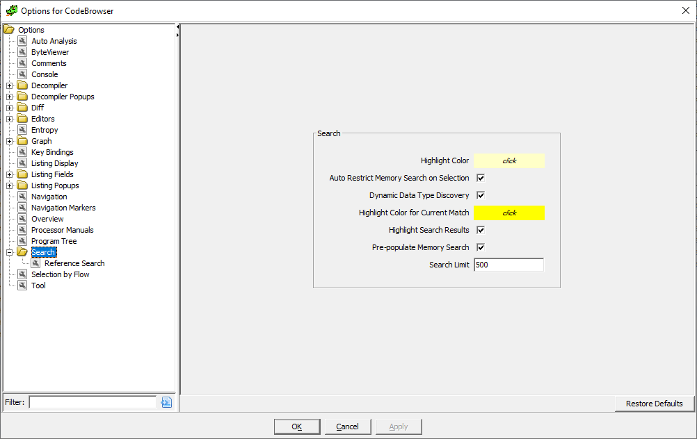 Search limit option is not located where the docs say it should be ...