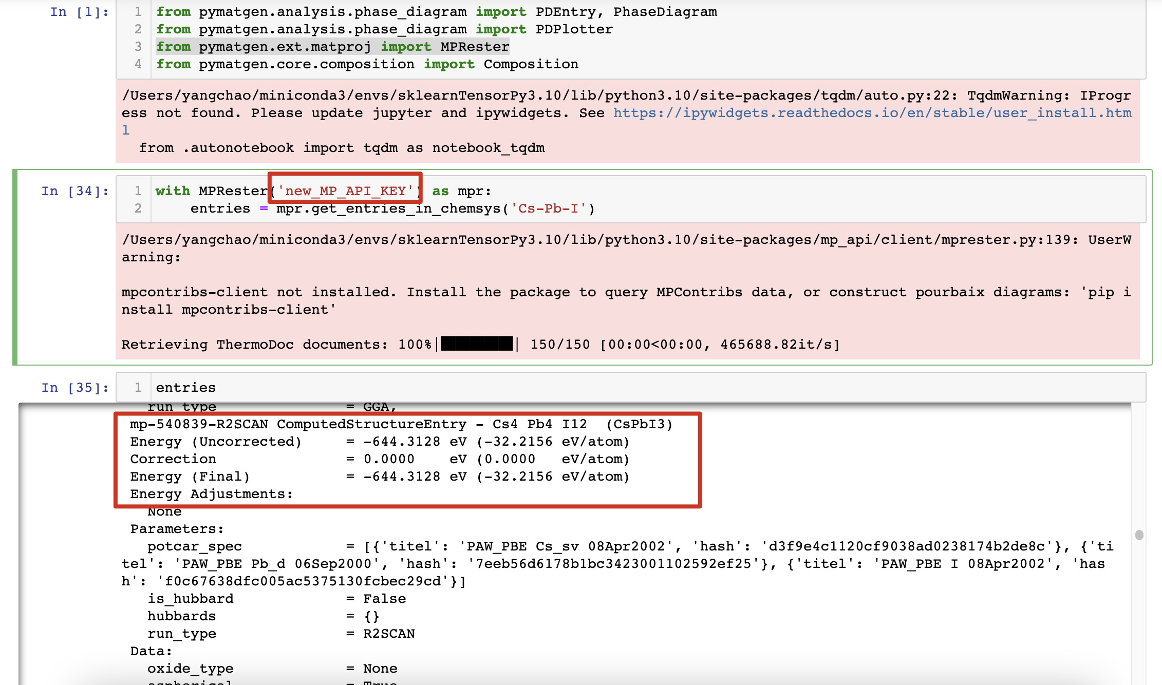 Lots of false energy messages in the entries returned through the new