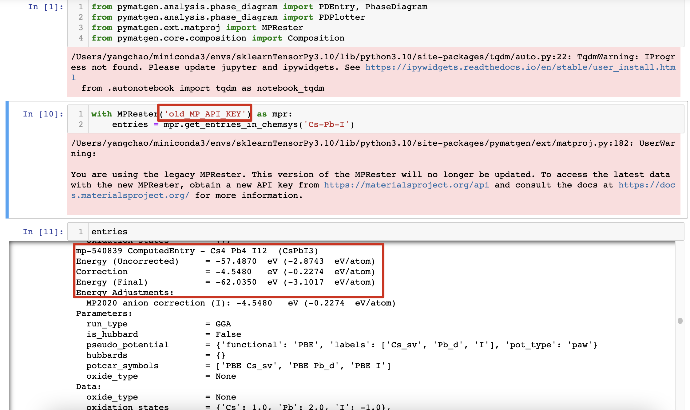 Lots of false energy messages in the entries returned through the new