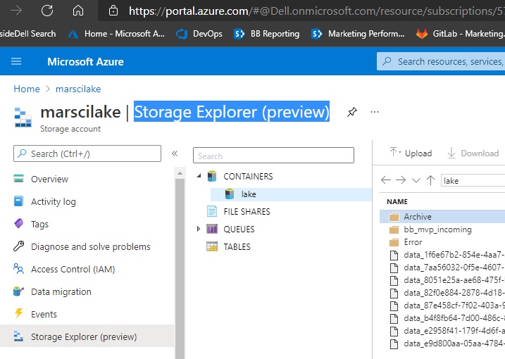 Can see Azure Storage Account contents in App, but not in Windows