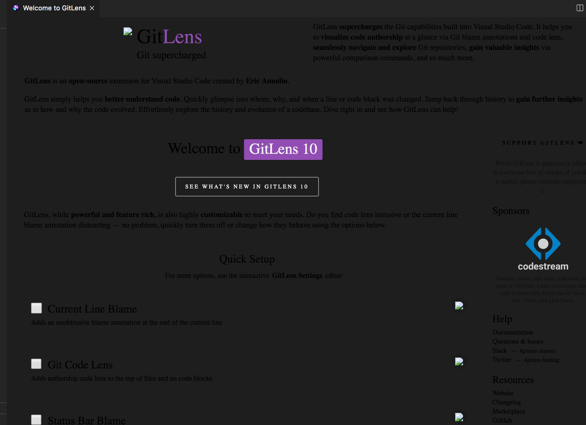 Welcome to GitLens tab always open everytime vcode for Mac is launched ...