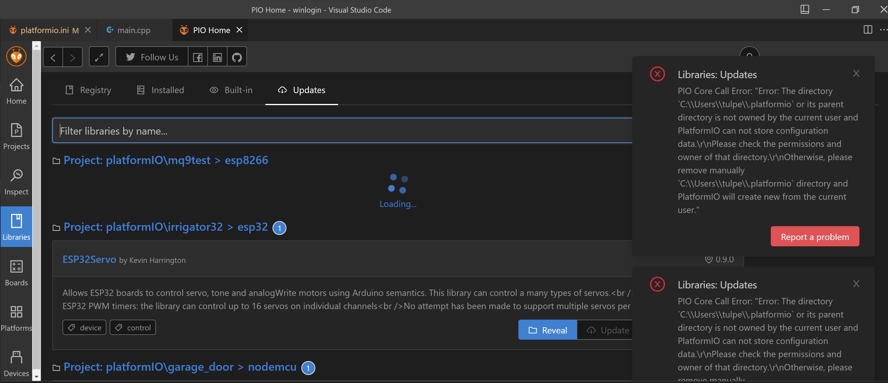 Libraries: Updates - inconsistent number of error messages. · Issue ...