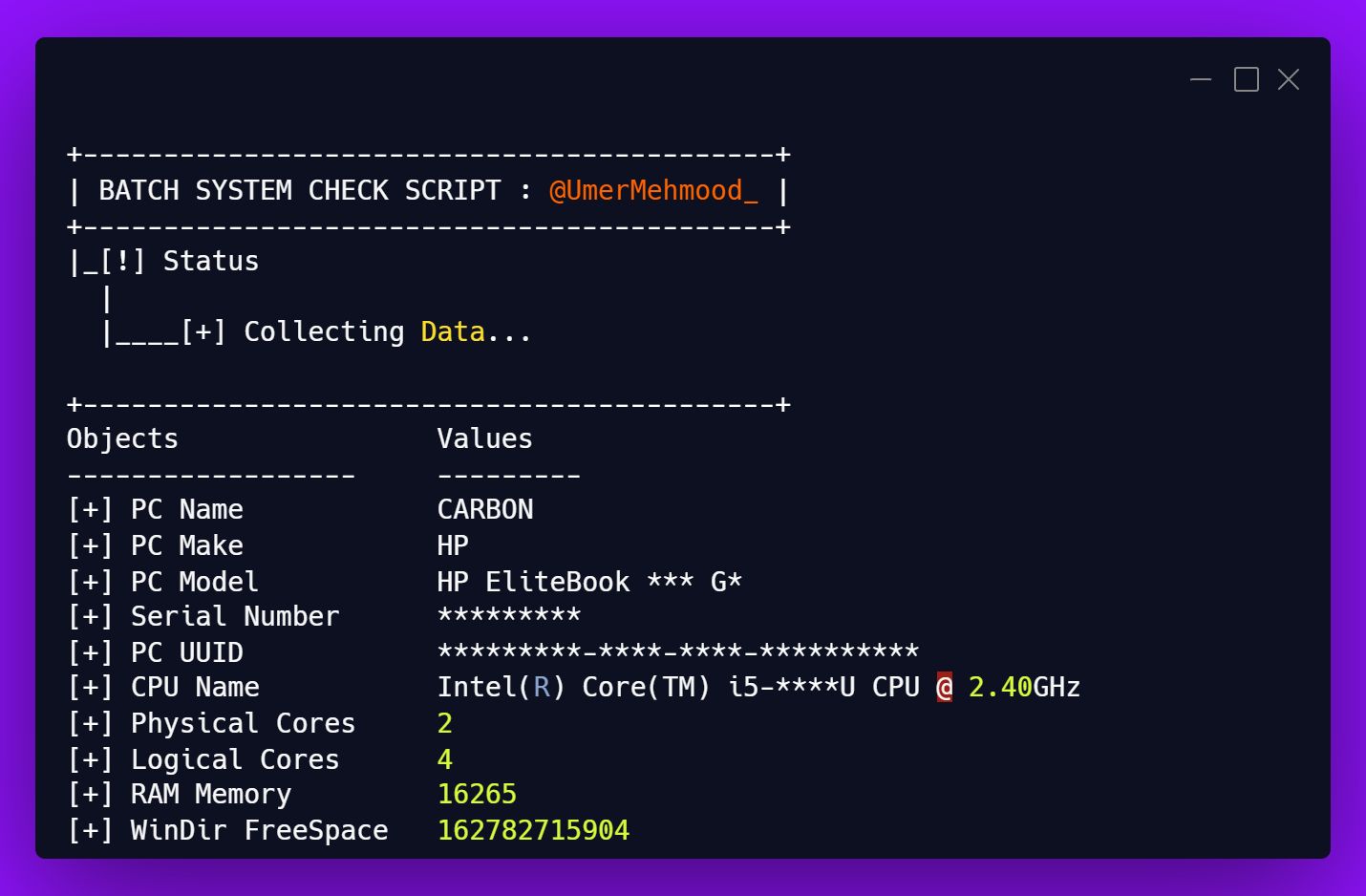 GitHub - umer-r/SysInfo-Batch: Windows Batch Script for System ...