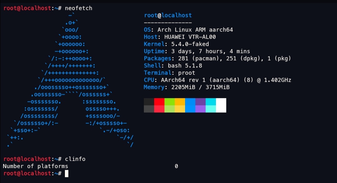 [Bug]: Arch cannot use pocl · Issue #152 · termux/proot-distro · GitHub