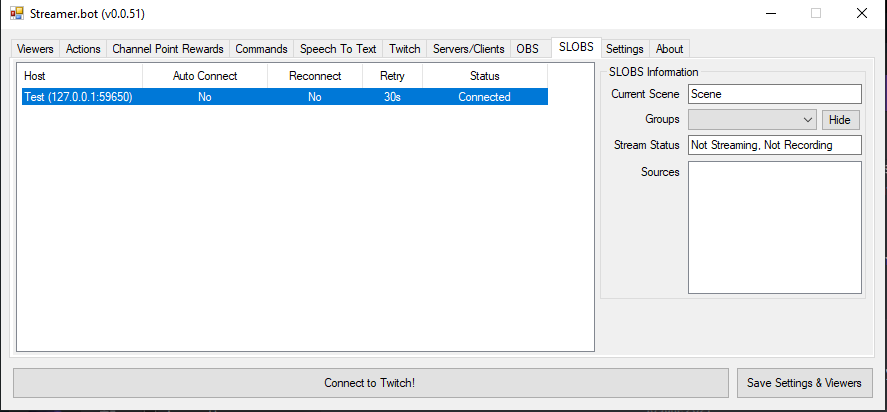 SLOBS connection