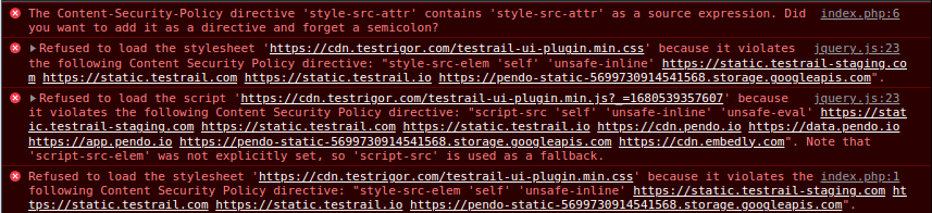 Content security policy blocking the injection of a ui-script · Issue ...