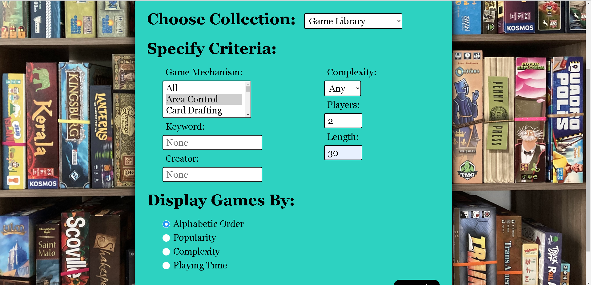 GitHub Indecisive613/GameShelf A website that keeps track of your board game collection and