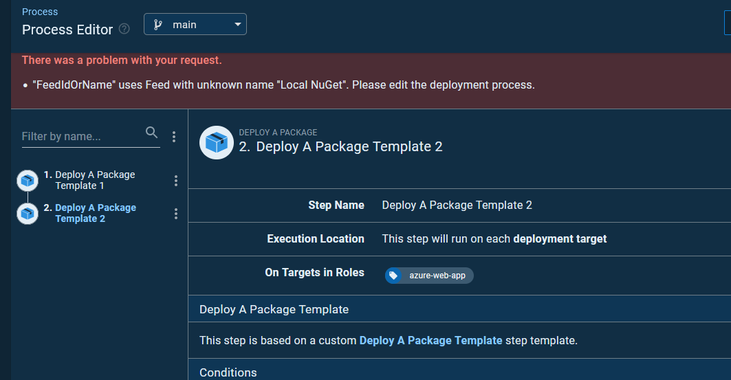 Version-controlled projects become broken when the same step template ...