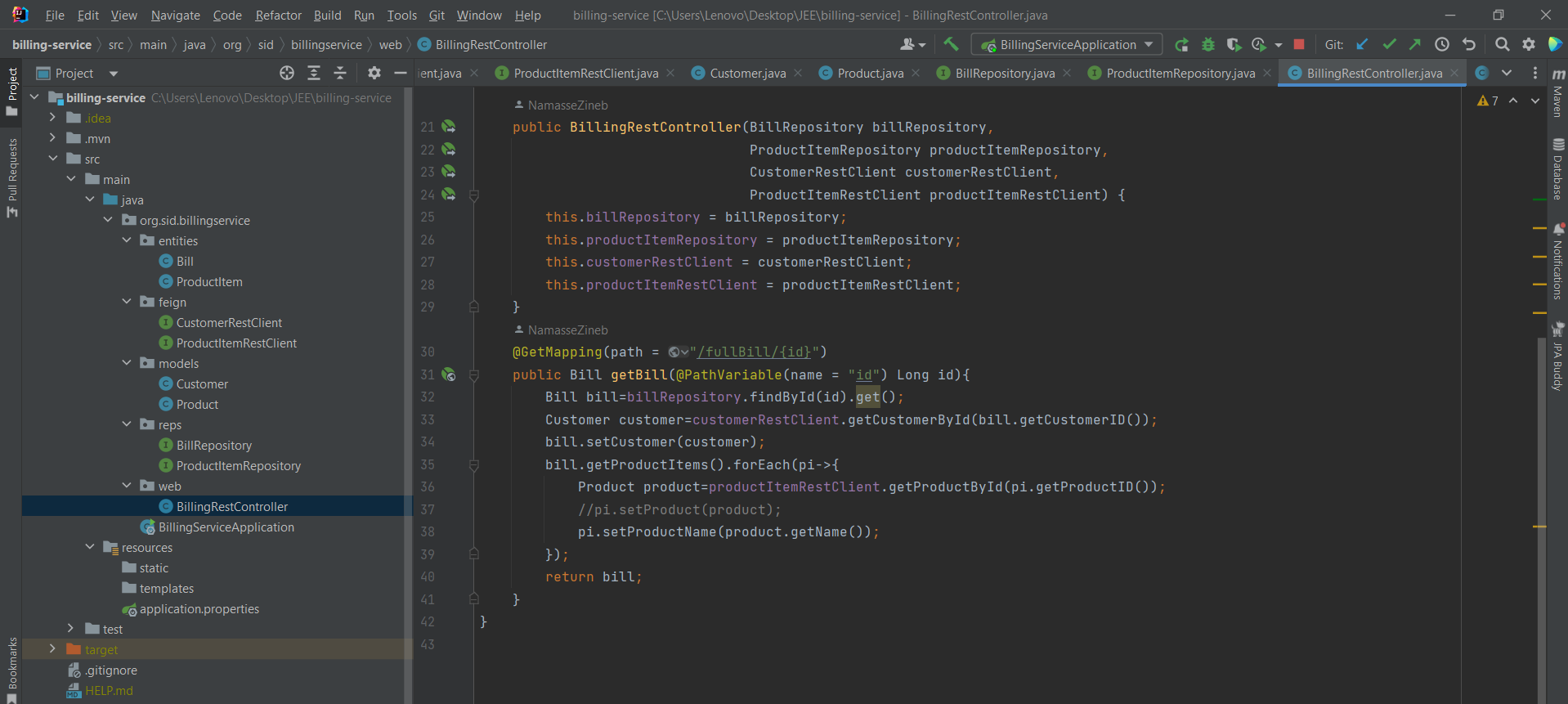 GitHub - NamasseZineb/billiing-service