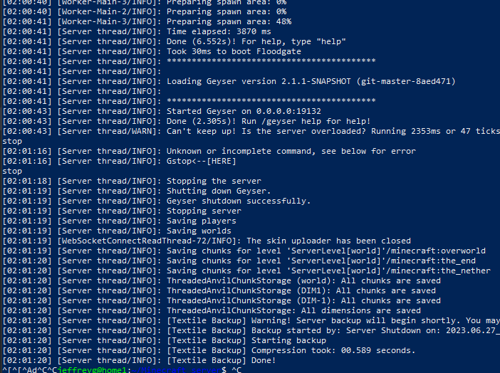 Geyser Fabric Hangs when issuing stop command · Issue 3919 · GeyserMC