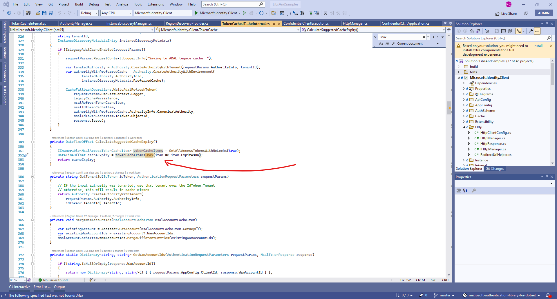 Sequence Contains No Elements Exception from ITokenCacheInternal