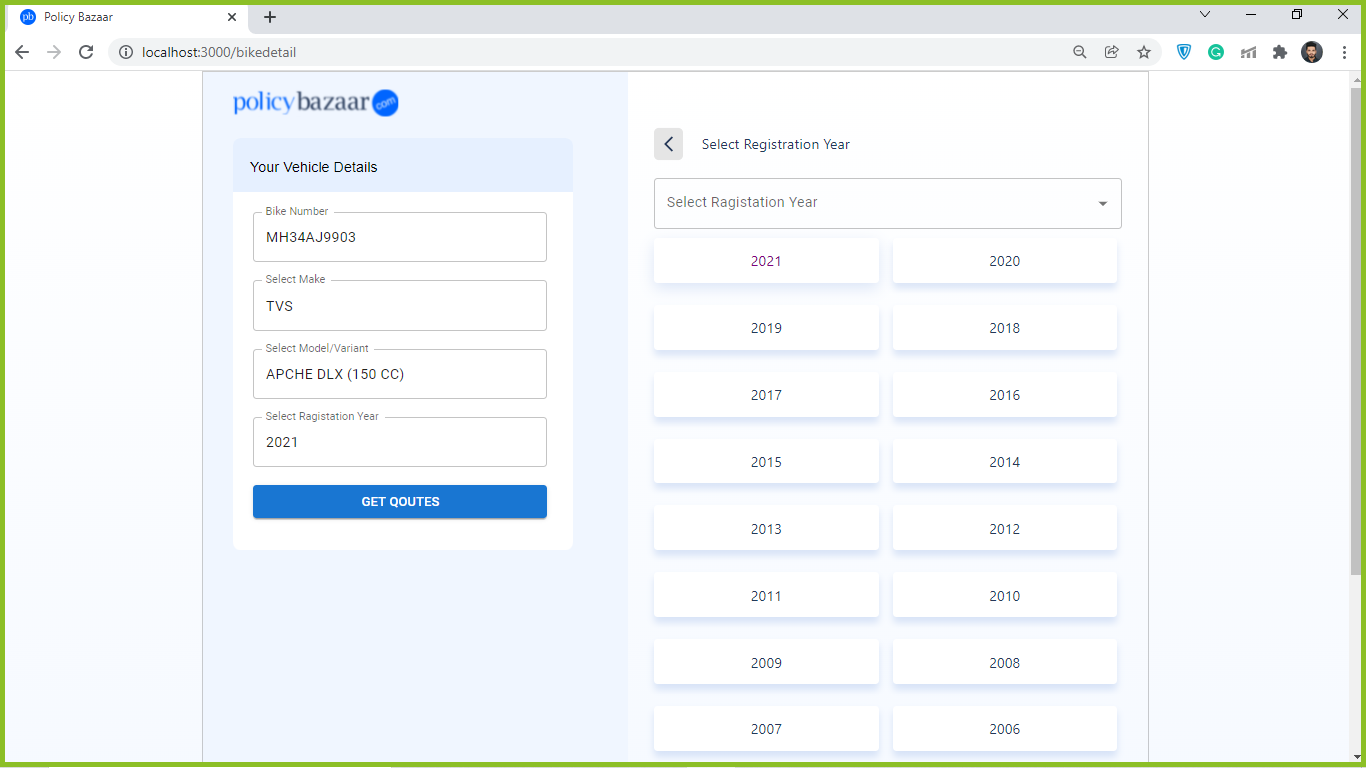 GitHub ShashankSKB/policyBazaar Buy or renew twowheeler insurance