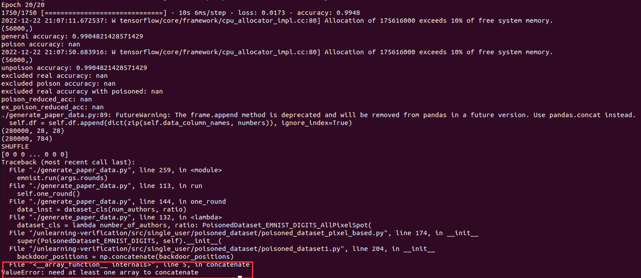 Valueerror need at least one array to concatenate issue 3 inspire