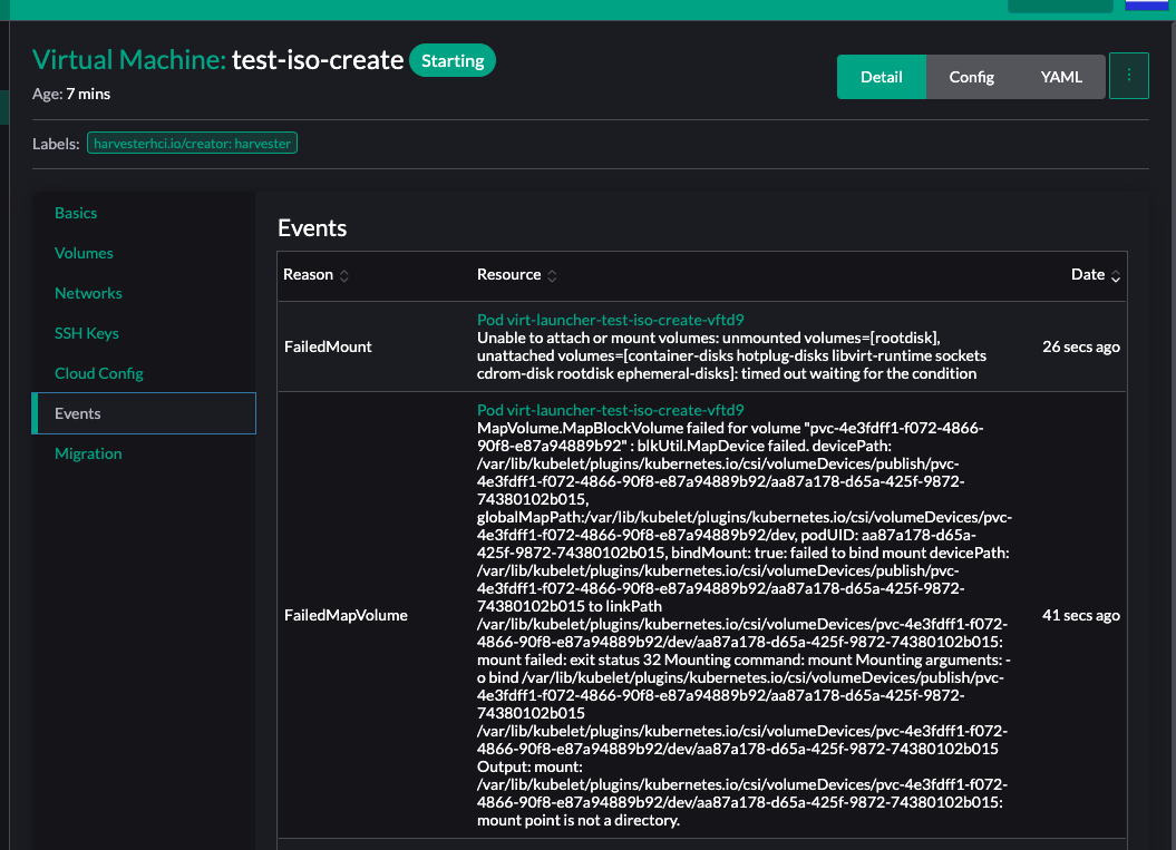 [BUG] Creating a VM from ISO fails · Issue #892 · harvester/harvester ...