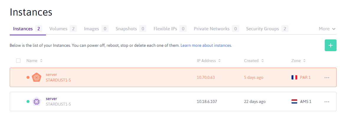 Instance down