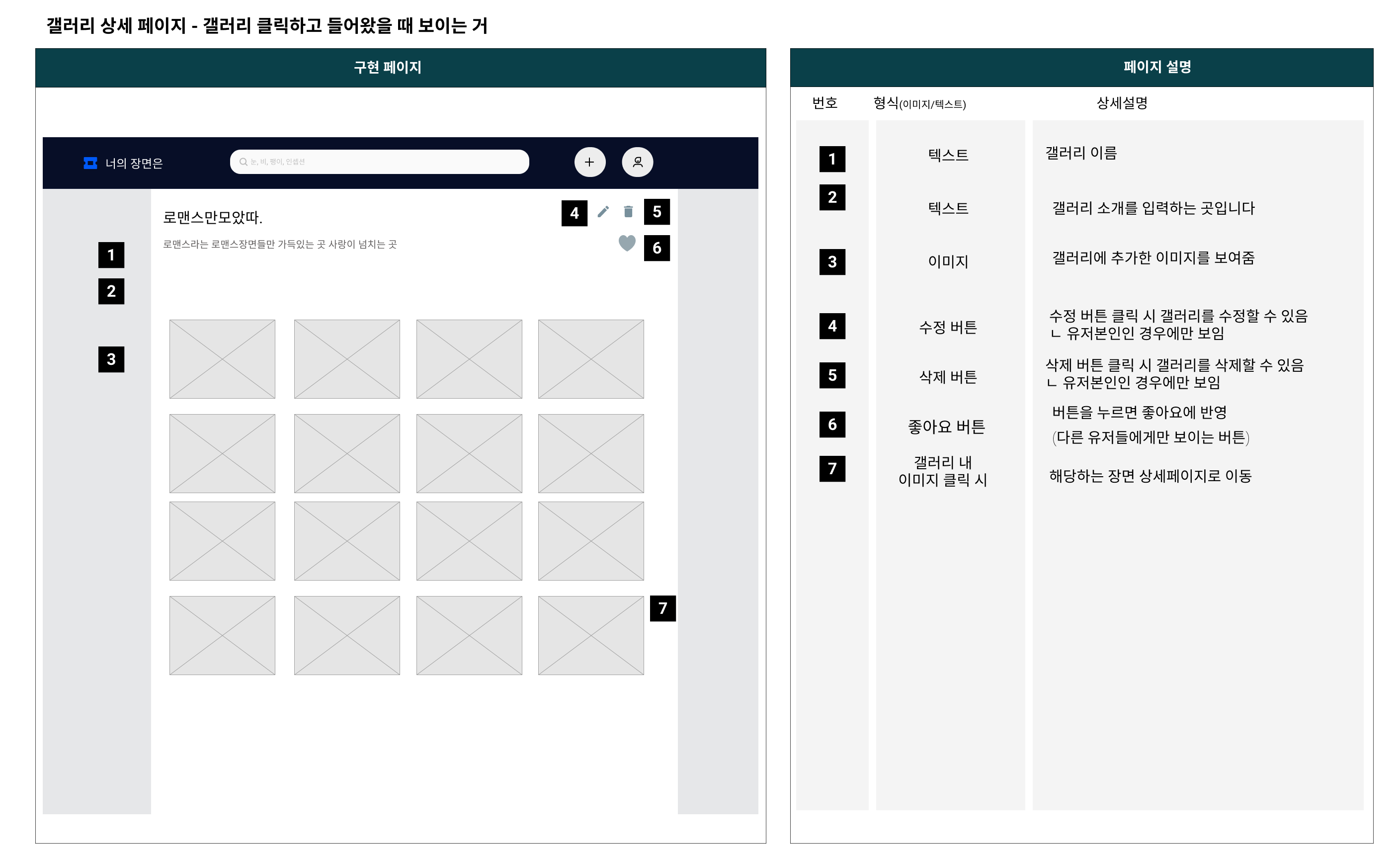 갤러리 클릭시 나타나는 페이지 - PC 사이즈