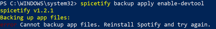 having trouble backing up app files · Issue #559 · spicetify/cli · GitHub