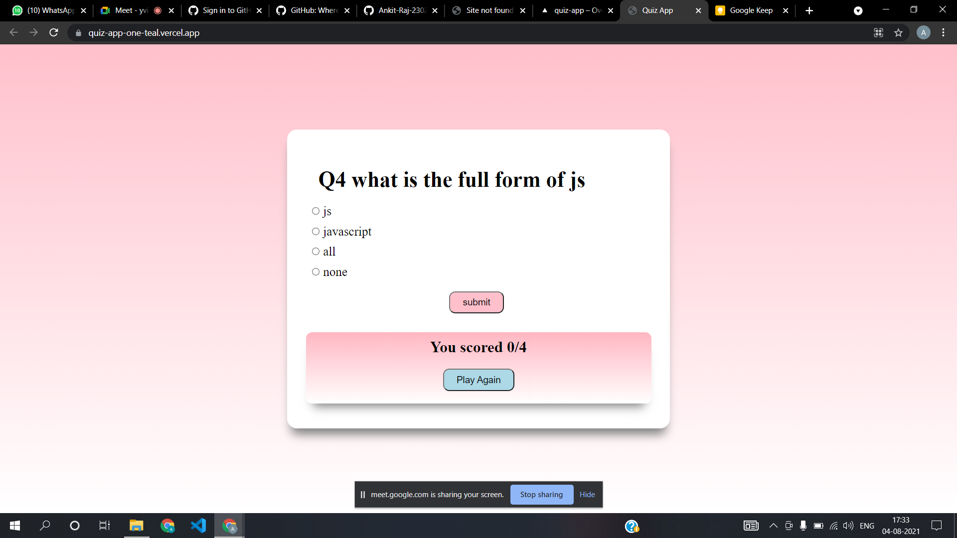 GitHub - ankitraj-1602/quiz_app: This is a Quiz App created by using ...