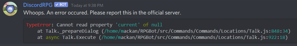 CAN'T TALK TO NPC · Issue #1001 · DiscordDungeons/Bugs · GitHub