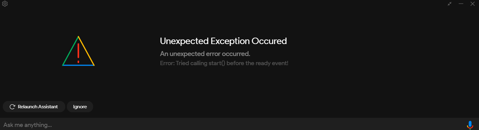 Cannot use, error message: An unexpected exception has occurred🐛 BUG ...